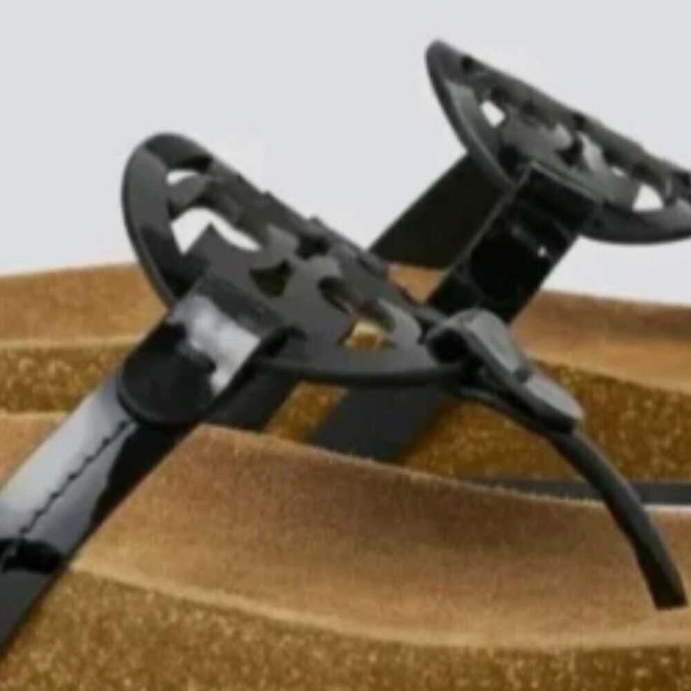 Tory Burch Miller Cloud Sandals – Black Patent Leather / Suede Footbed – Size 9 - Picture 3 of 3